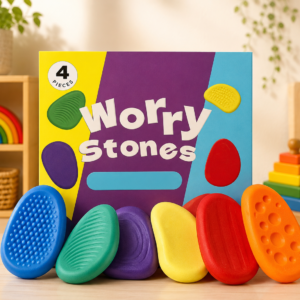 4 piezas de piedra sensorial de colores con patron aleatorio
